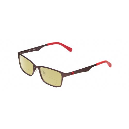 Guess GU9143 Unisex Designer Polarized Bifocal Sunglass in Bronze Brown Red 48mm Yellow