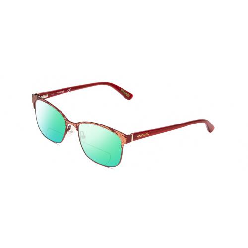 Guess by Marciano GM0318 Lady Polarized Bifocal Sunglasses in Snakeskin Red 52mm Green Mirror