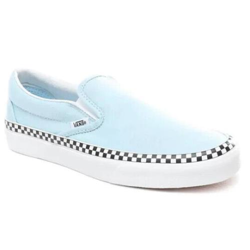 Vans Classic VN0A38F7VLS Mens Blue Check Foxing Slip on Skate Shoes Size 7 ZJ162 - Blue
