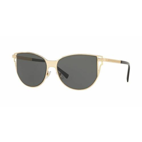 Versace Women`s Gray/gold Sunglasses VE2211 100287 Cateye 56mm - Frame: Gold, Lens: Gray