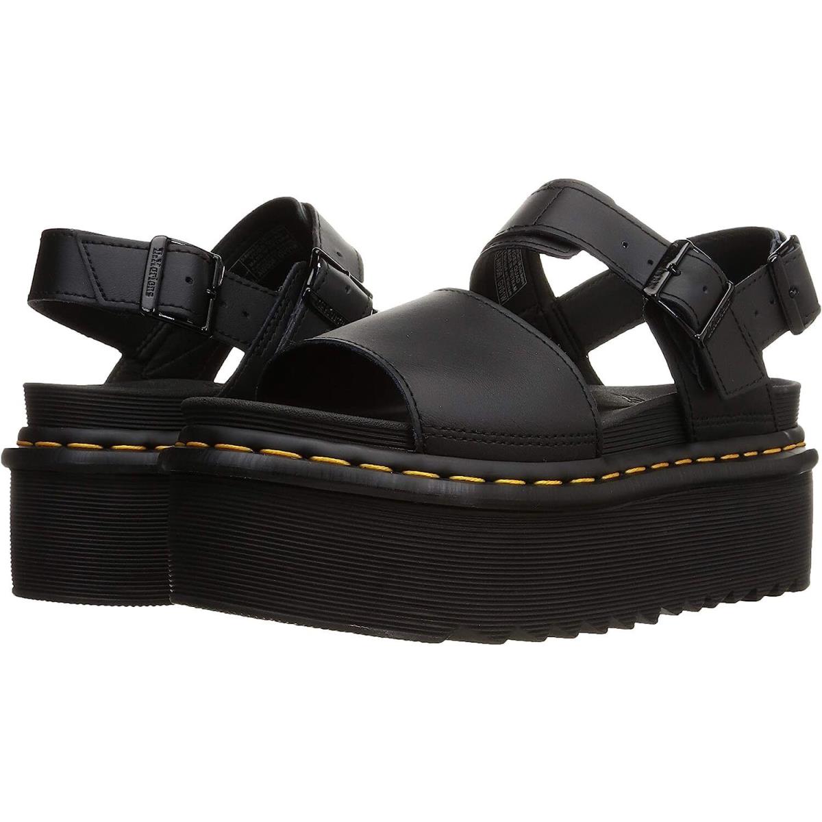 Women`s Shoes Dr. Martens Voss Quad Leather Platform Sandals 26725001 Black
