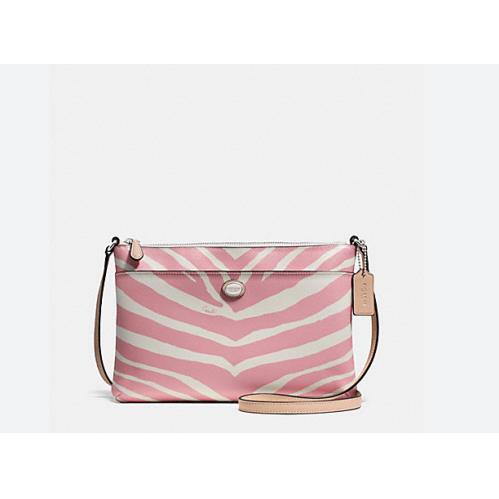 Coach Peyton Signature Zebra Print Swingpack Crossbody Bag Purse F52531 Bag - Exterior: Pink