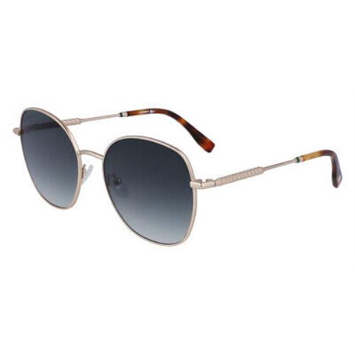 Lacoste L257S Sunglasses Women Matte Gold Round 56mm