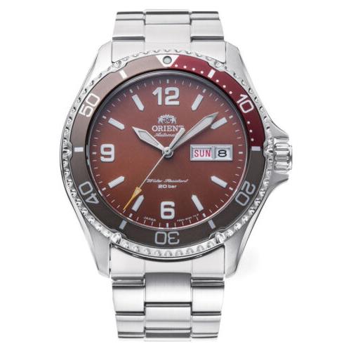 Orient Men`s RA-AA0820R19B Sport Kamasu Mako Iii 42mm Manual-wind Watch - Dial: Red, Band: Silver Tone, Other Dial: Red