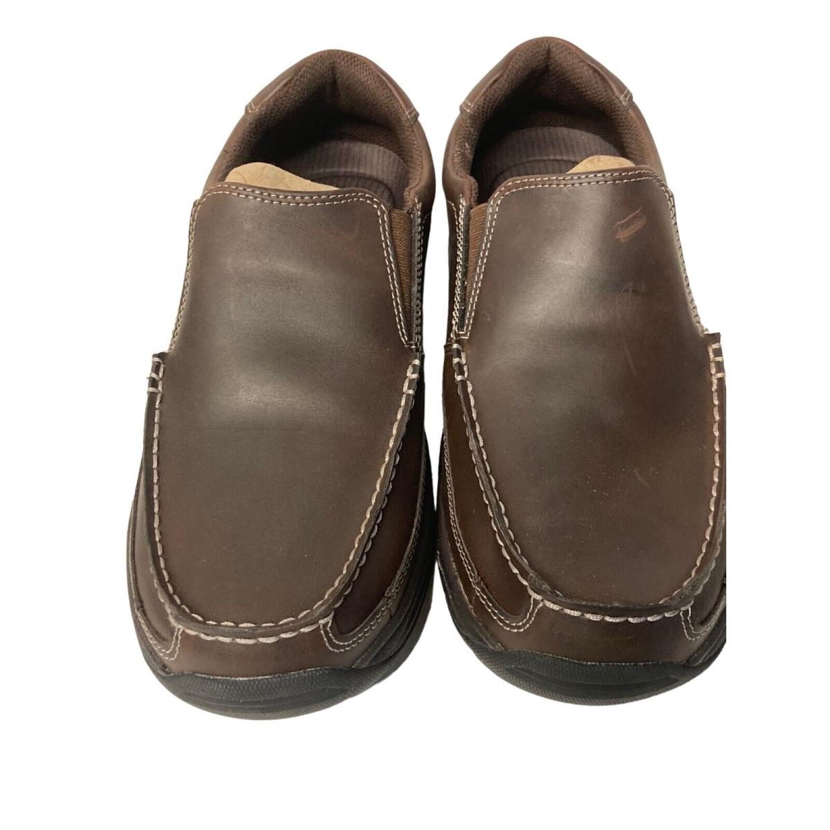 Skechers Men`s Size 8.5 Fudge Brown Leather Relaxed Fit Memory Foam Shoes