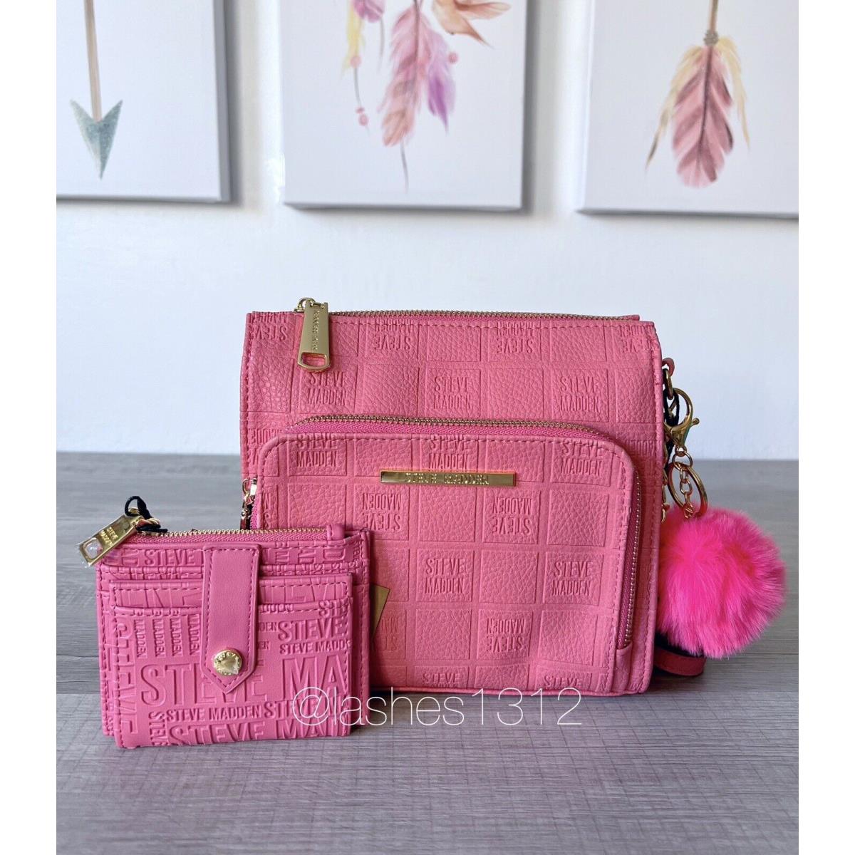 Steve Madden Bag Bgrande Crossbody Wallet Set - Raspberry Pink