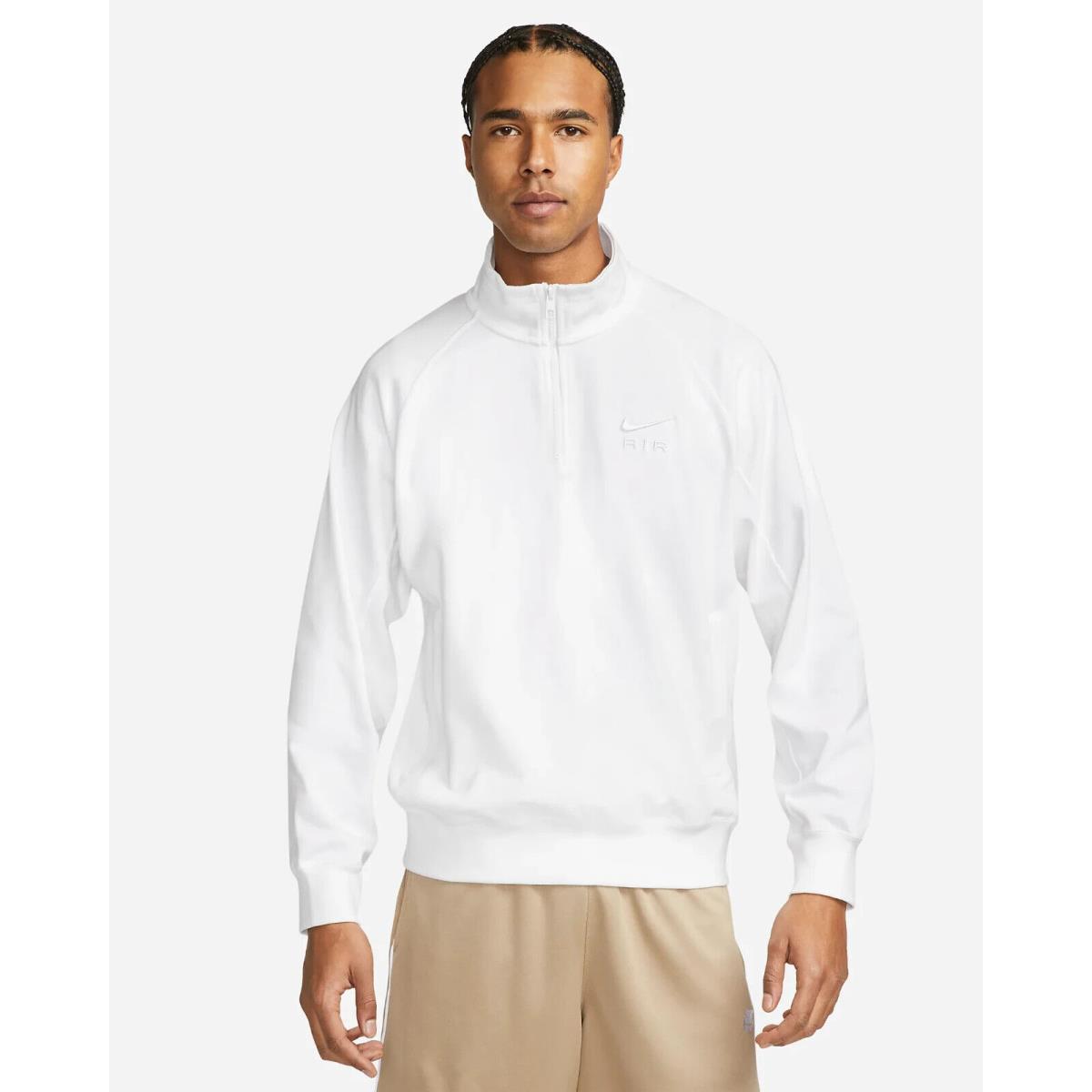 Nike Air Jordan Mens Half Zip Fleece Pullover Hoodie White DX0152 Large