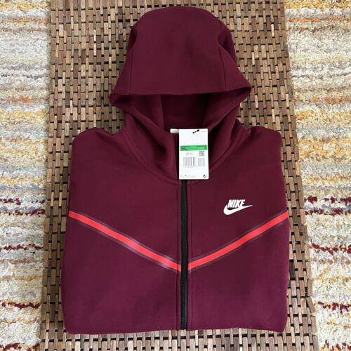 Nike Tech Fleece Hoodie Jacket Red Black Sweatshirt Color Block Men s XL