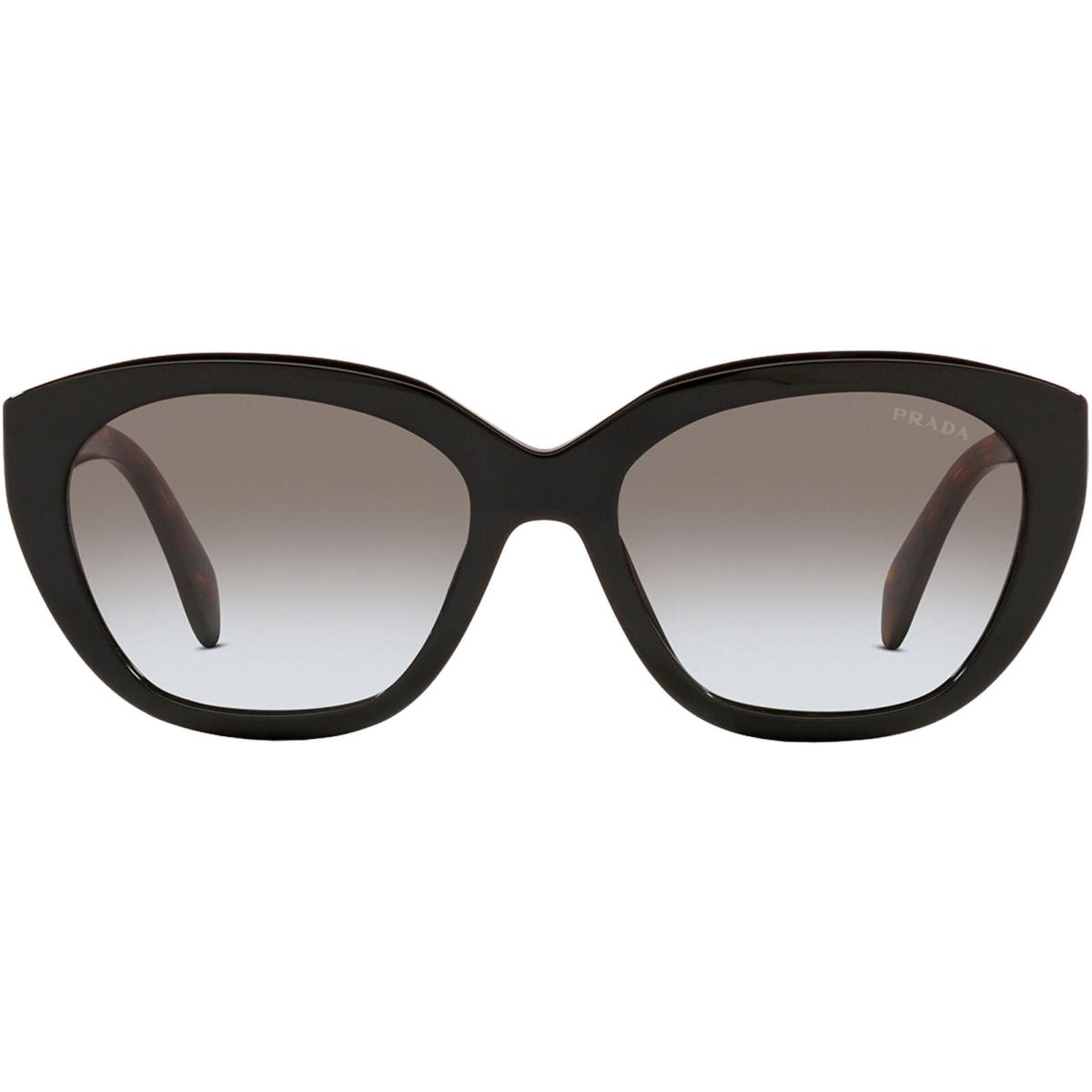 Prada Women`s Black Squared Cat Eye Sunglasses PR16XS-3890A7-56 - Made In Italy - Frame: Black, Lens: Gray