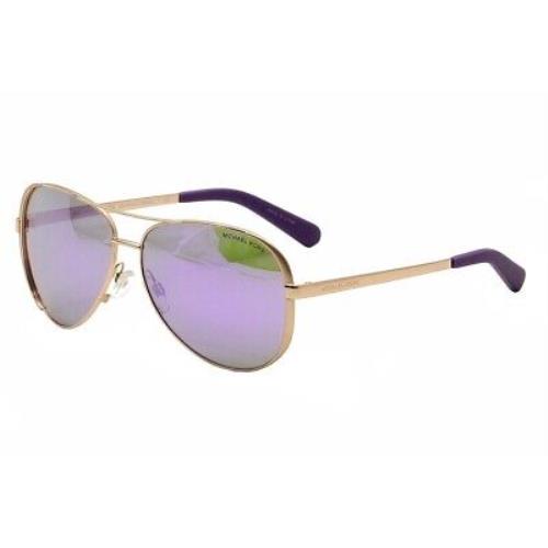 Michael Kors Chelsea MK5004 MK/5004 1003/4V Rose/gold Pilot Sunglasses 59mm - Frame: Pink, Lens: Purple