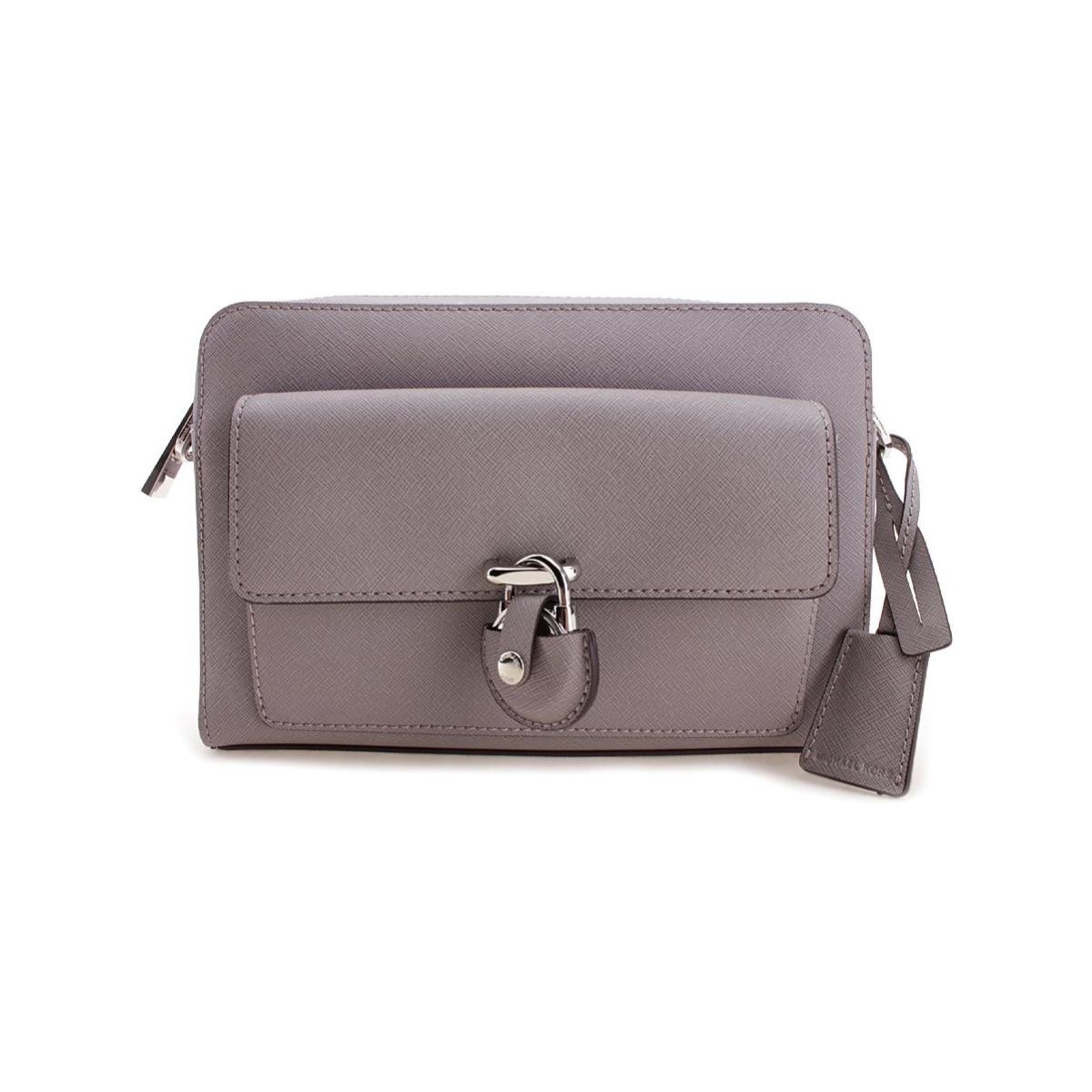 Michael Kors Emma Medium Leather Crossbody Bag in Pearl Grey - Grey