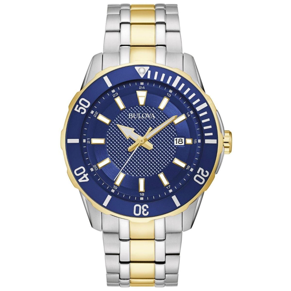 Bulova 98B360 Men`s Two Tone Stainless Steel Blue Dial 3-Hand Abnalog Date Watch
