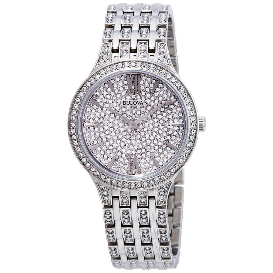 Bulova Crystal Silver Dial Ladies Watch 96L243