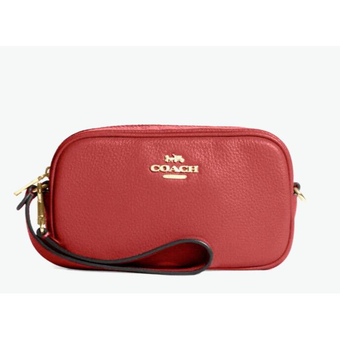 Coach C9932 Jamie Wristlet Pebble Leather 1941 Red