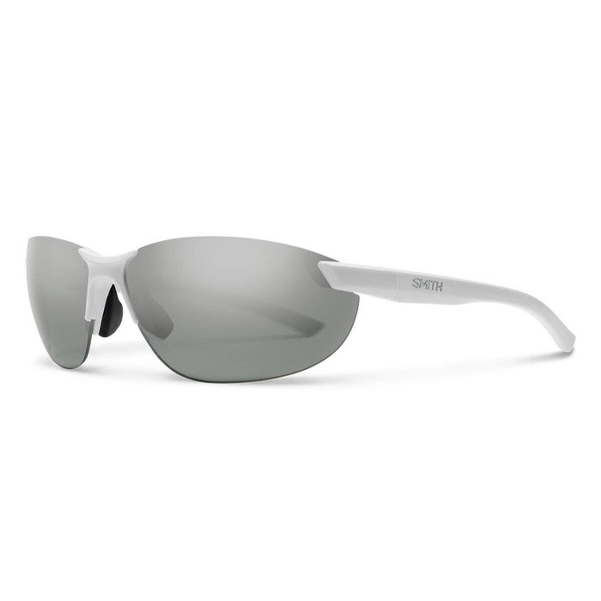 Smith Parallel 2 Sunglasses Matte White Polarized Platinum Mirror Lenses