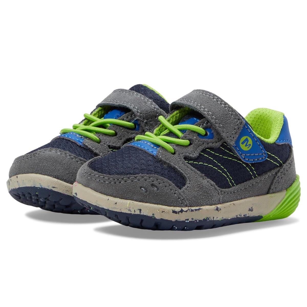Girl`s Sneakers Athletic Shoes Merrell Kids Bare Steps A83 Toddler Navy/Green