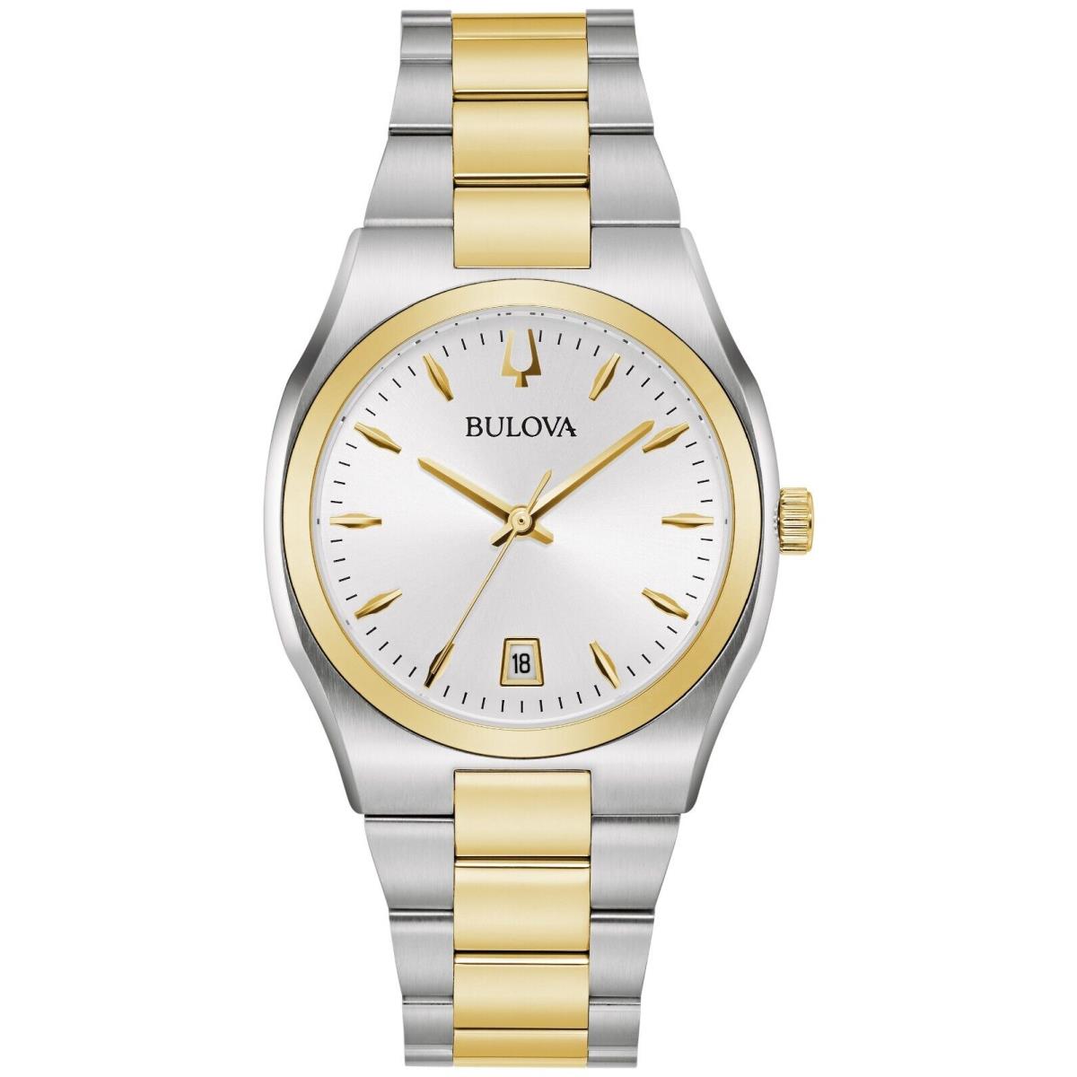 Bulova Women`s Classic Date Quartz Silver Stainless Steel Watch 34 MM 98M132