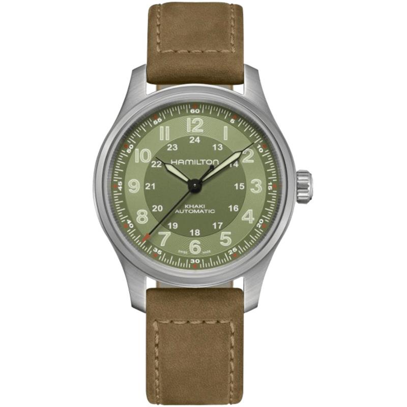 Hamilton Khaki Field Titanium Auto Green Dial Black Men`s Watch H70545560