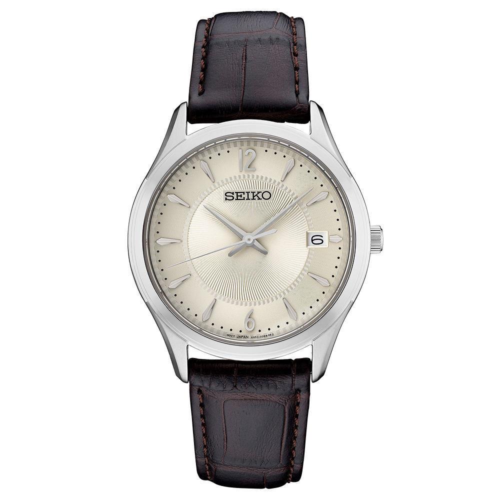 Seiko Essentials Leather Strap Watch