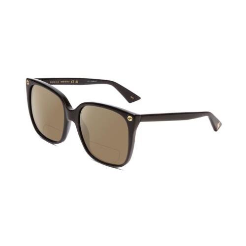 Gucci GG0022S Lady Cateye Polarized Bifocal Sunglasses Black Gold 57mm 41 Option Brown