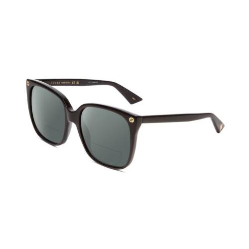 Gucci GG0022S Lady Cateye Polarized Bifocal Sunglasses Black Gold 57mm 41 Option Grey