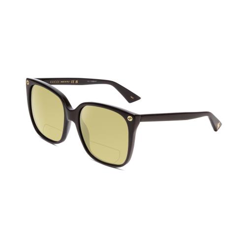 Gucci GG0022S Lady Cateye Polarized Bifocal Sunglasses Black Gold 57mm 41 Option Yellow