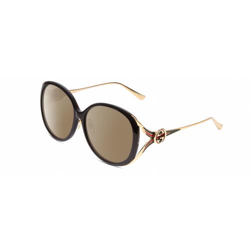 Gucci GG0226SK Women Oval Polarized Sunglasses Black/gold 60mm Choose Lens Color Amber Brown Polar