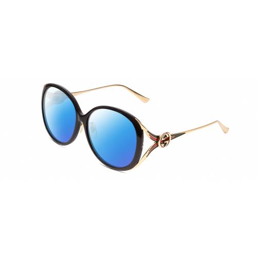 Gucci GG0226SK Women Oval Polarized Sunglasses Black/gold 60mm Choose Lens Color Blue Mirror Polar