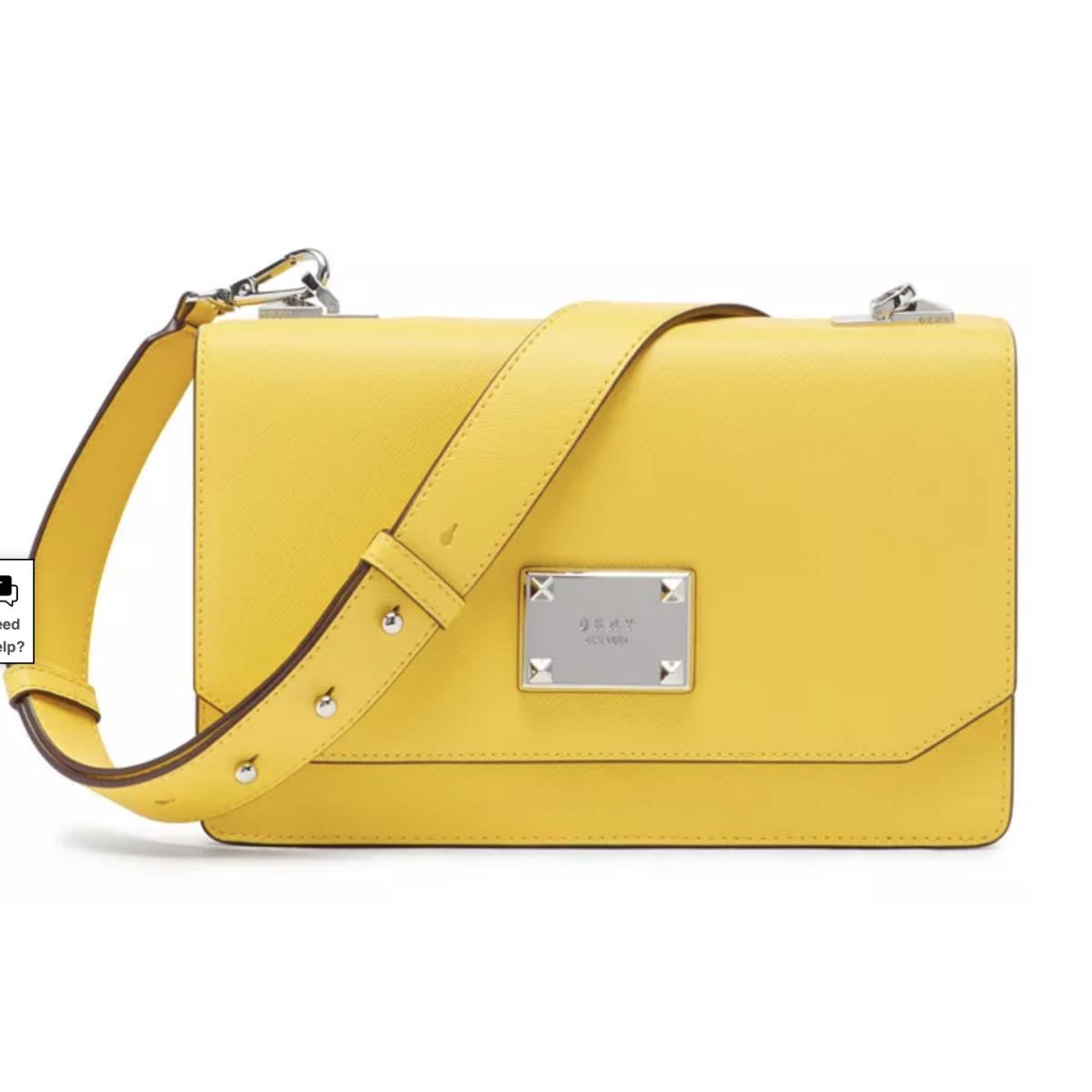 Dkny Pearl Large Leather Women`s Crossbody Bag Lemon Yellow