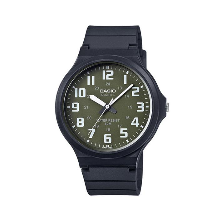 Casio MW240-3B Unisex Classic Analog Black Green Resin Watch