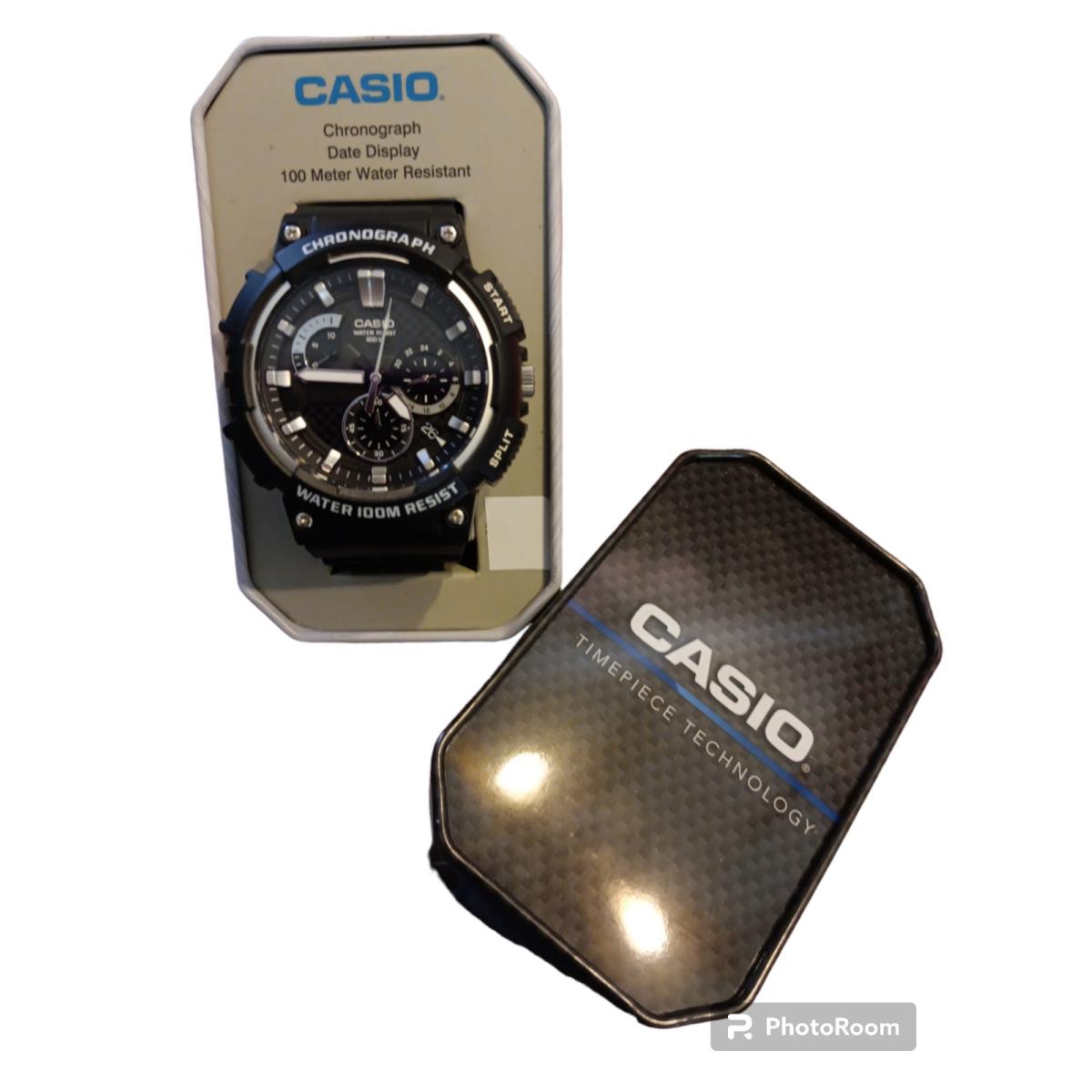 Casio Chronograph 100 Meter Black Band Date Black