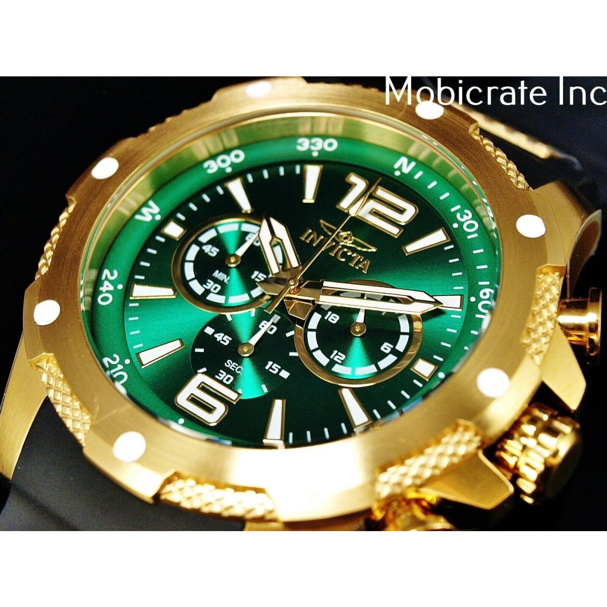 Invicta Mens 50mm I-force Parakeet Green Dial Japan Chronograph 18K Gpss Watch