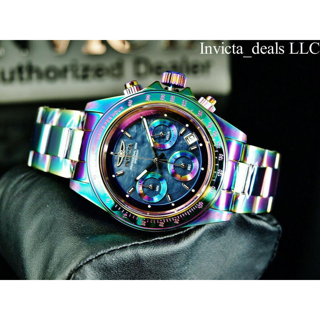 Invicta 40mm Men`s Speedway Dragster Chrono Iridescent Black Mop Dial SS Watch