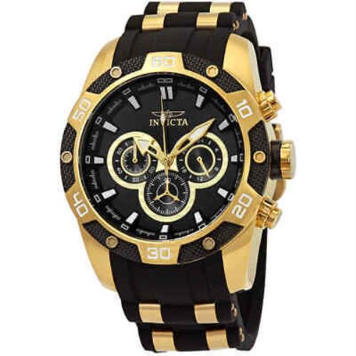 Invicta Speedway Chronograph Black Dial Men`s Watch 25835 - Dial: Black, Band: Two-tone (Black and Gold-tone), Bezel: Gold-plated