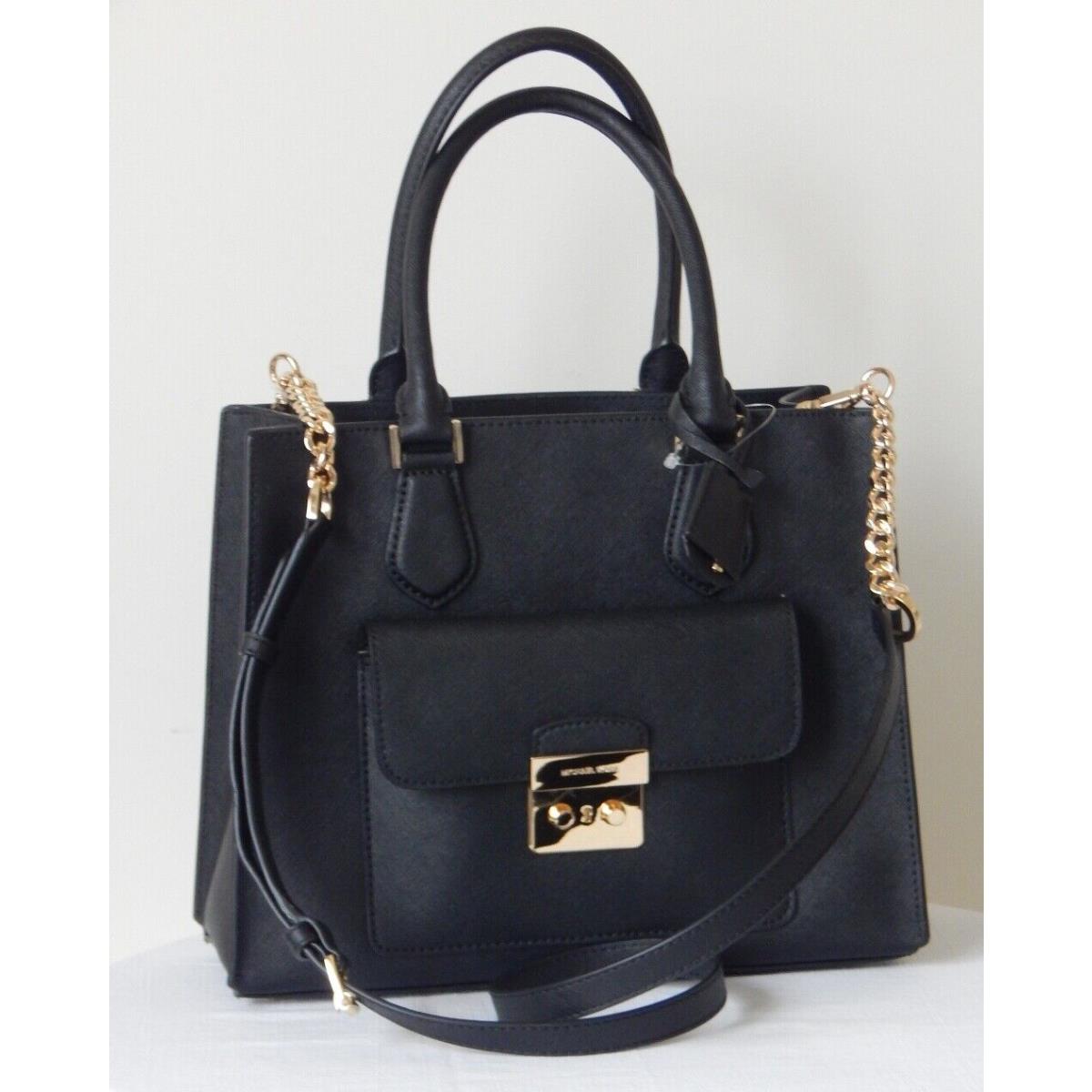 Michael Kors Bridgette Saffiano Leather Chain Link MD EW Tote in Black