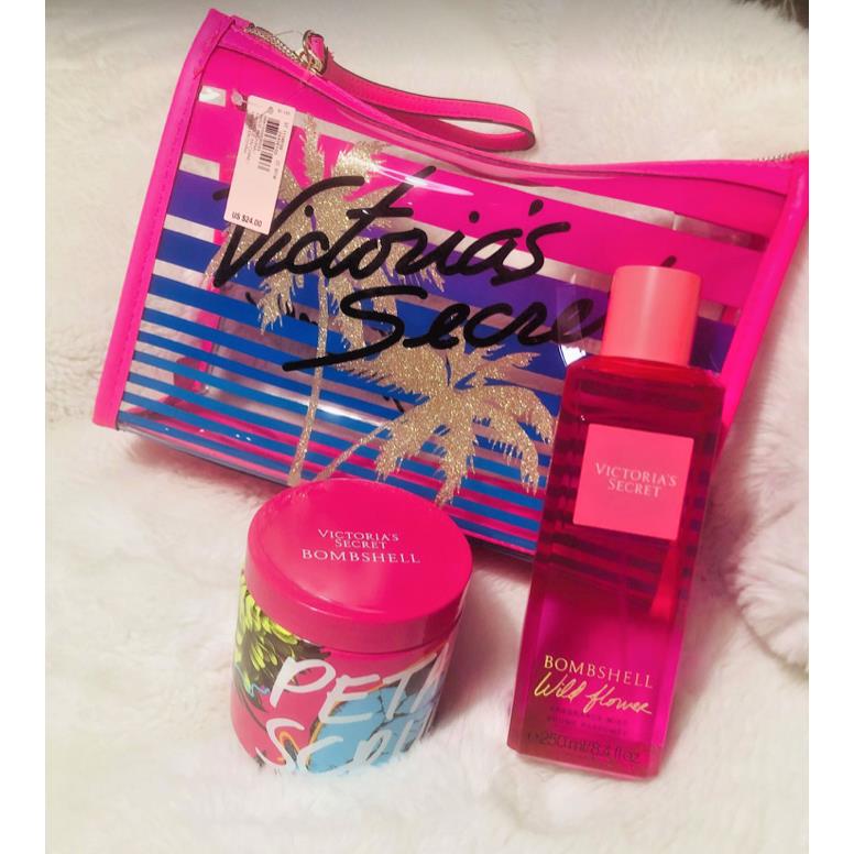 Victoria s Secret Bombshell Kit of 3- Dreamer Bikini Bag + Fragrance Parfume