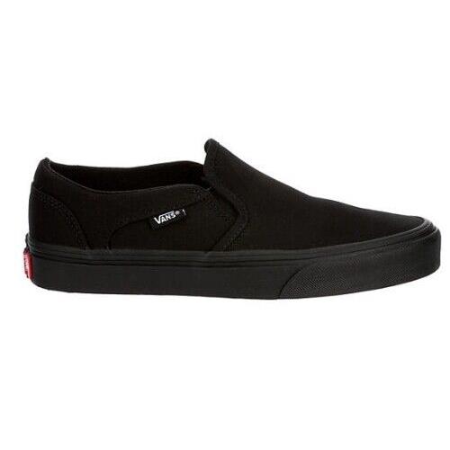 Vans Asher Slip On Women`s Skate Shoes Sneakers Casual Canvas Black