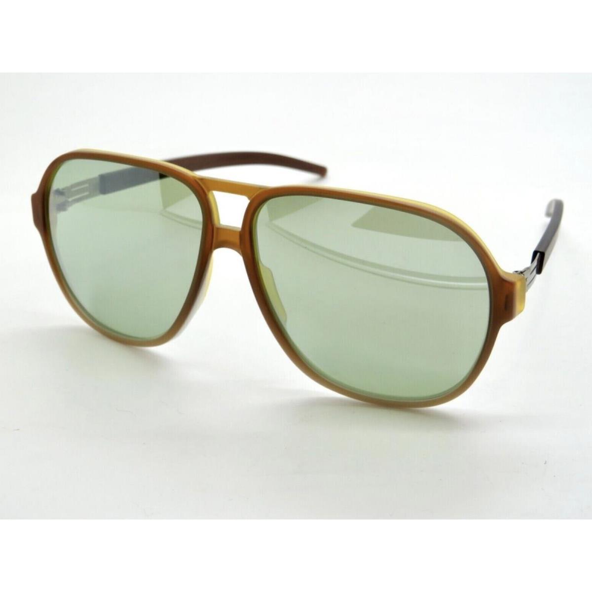 Ic Berlin Justin H. Sunglasses Bronze Brown Frame Green Mirror Lenses 59mm