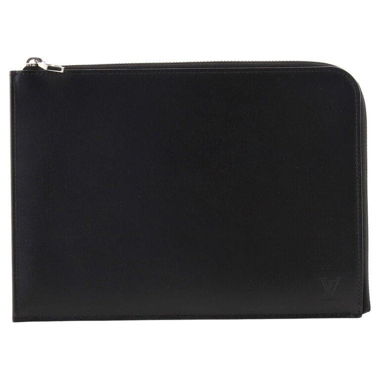 Louis Vuitton Pochette Jour Clutch Bag R99303 Calf Leather Black/silver