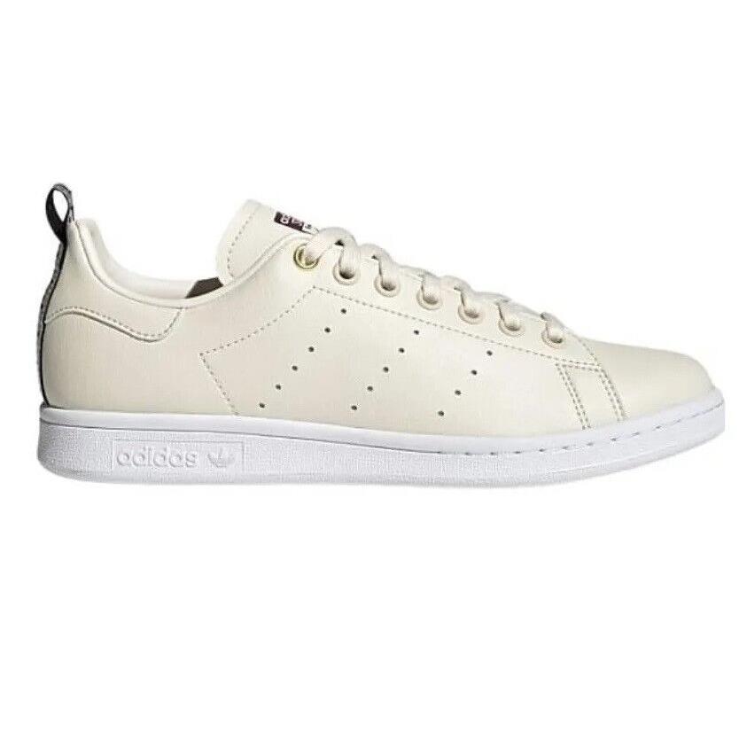 Adidas Stan Smith Women Casual Retro Tennis Shoe Off White Red Sneaker Trainer