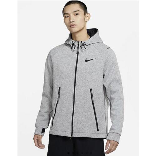 Nike Pro Therma-fit Full Zip Fleece Hoodie Gray Navy Mens Multi Sizes DD1878-451