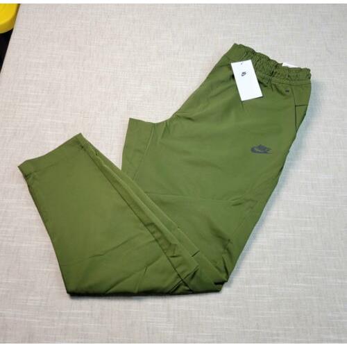 Nike Tech Woven Pants Large XL Mens Olive Green Black Commuter Tapered Unlined