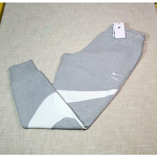 Nike Tech Fleece Jogger Pants Medium Mens Gray White Tapered Big Swoosh Logo