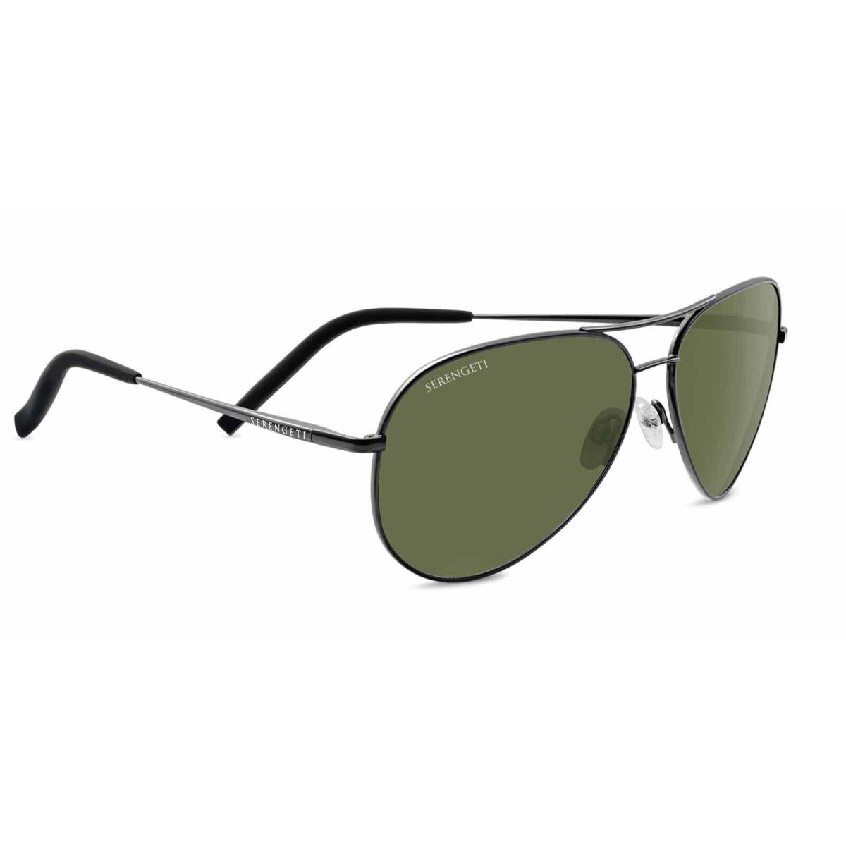 Serengeti Carrara 8294 Sunglasses- Shiny Gunmetal Polarized 555nm Green - Frame: Shiny Gunmetal, Lens: Green