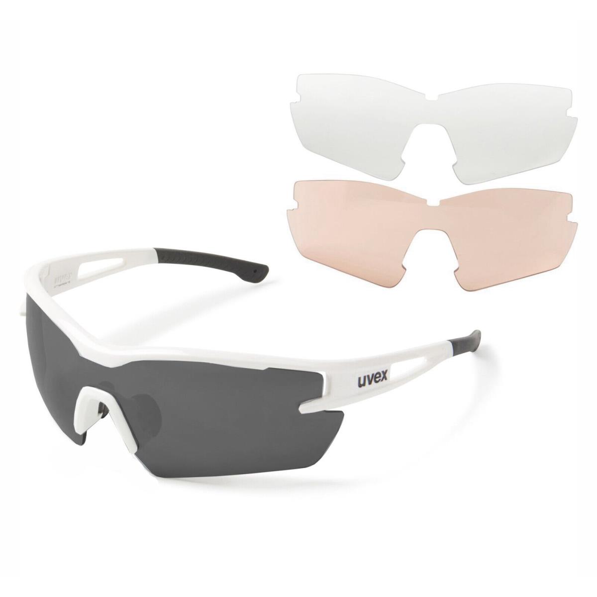 Uvex Sportstyle 116 Unisex White Sunglasses with 3 Interchangeable Lenses