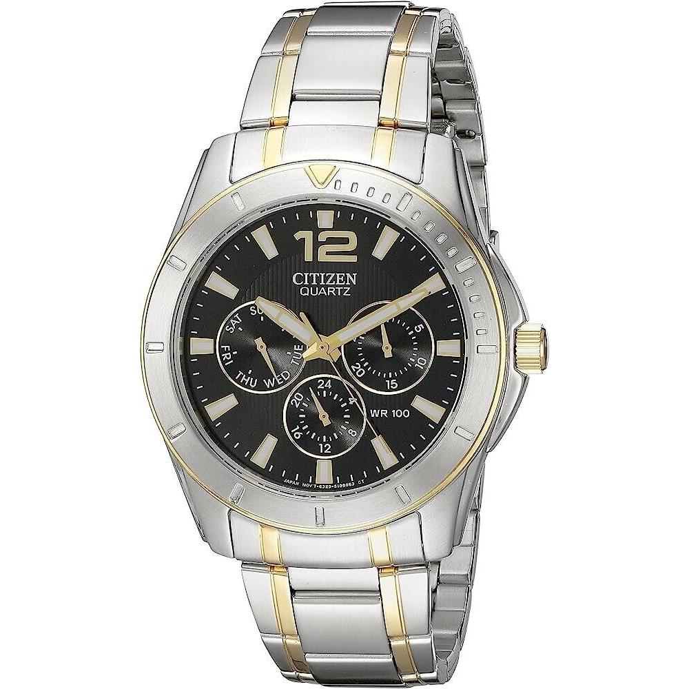 Citizen AG8304-51E Men`s Quartz Two Tone Black Dial Multifunction Dials Watch