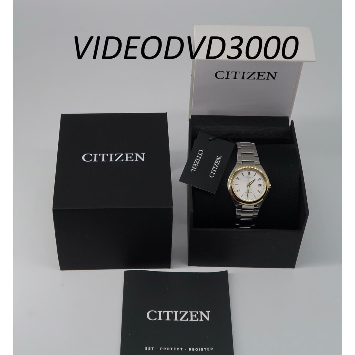 Citizen Eco-drive White Dial Calendar Silver-tone Ladies Watch FE6028-89B