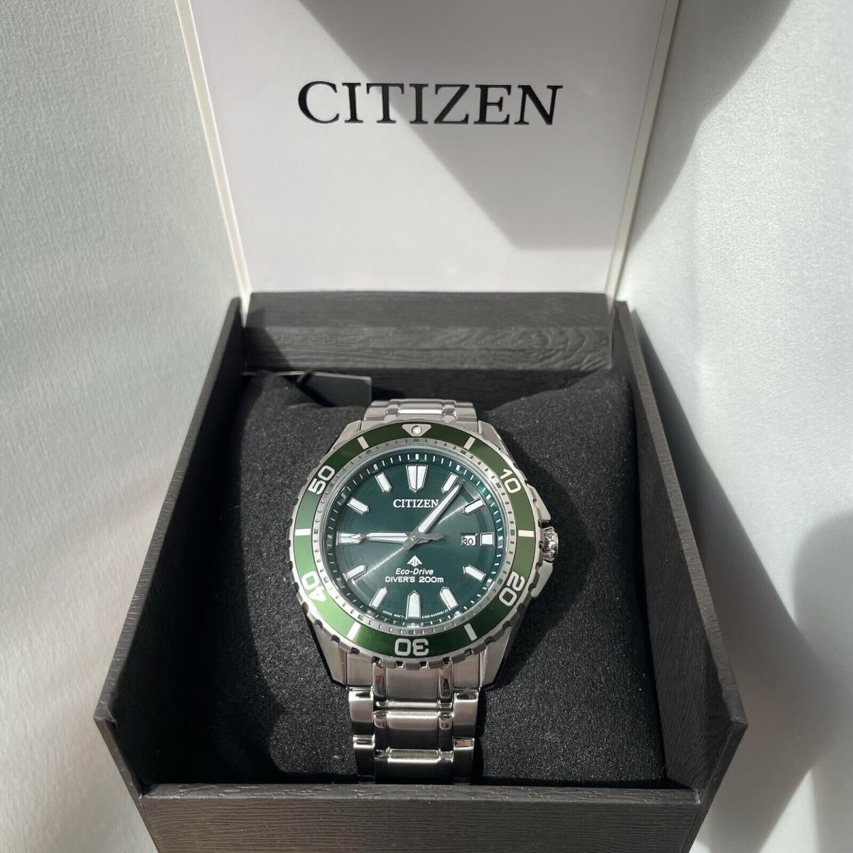 Citizen Promaster Marine Eco Drive Green Dial Men`s Watch - Dial: Green, Band: Silver, Bezel: Silver