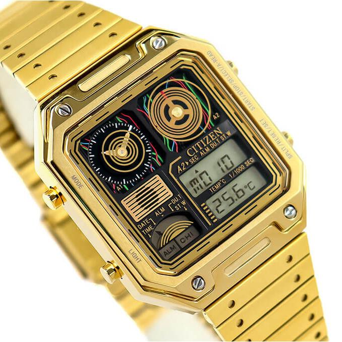 Citizen C-3PO Star Wars Analog Gold Tone Digital Black Dial Watch JG2123-59E
