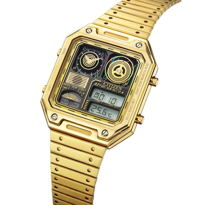 Citizen C-3PO Star Wars JG2123-59E Analog Gold Tone Digital Black Dial Watch